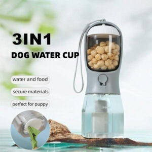 3-in-1 Dog Water Bottle – Food & Waste Bag Holder