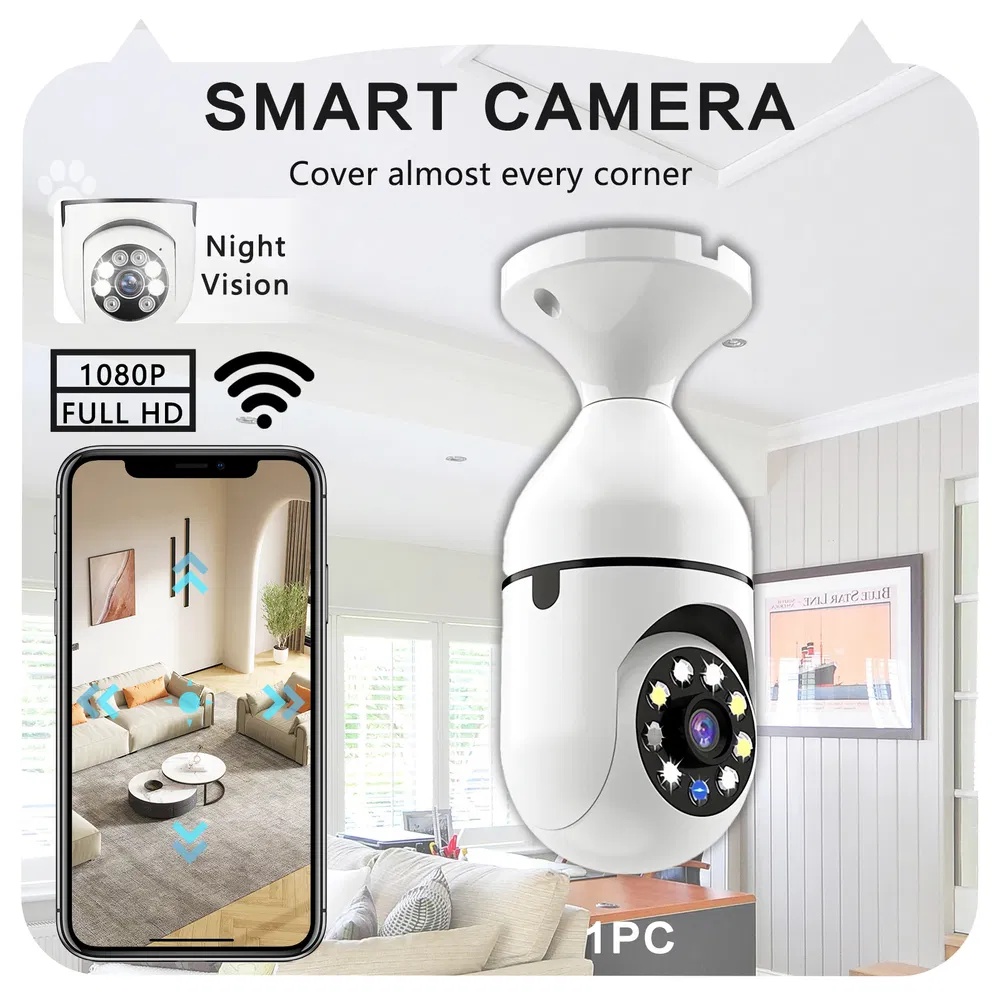 Outdoor Light Bulb Security Camera 360° WiFi 2-Pack - Image 2
