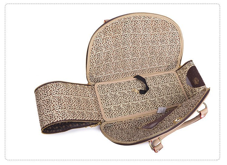 Anti-Squeeze Pet Travel Bag - PU Leather Dog Cat Carrier - Image 3