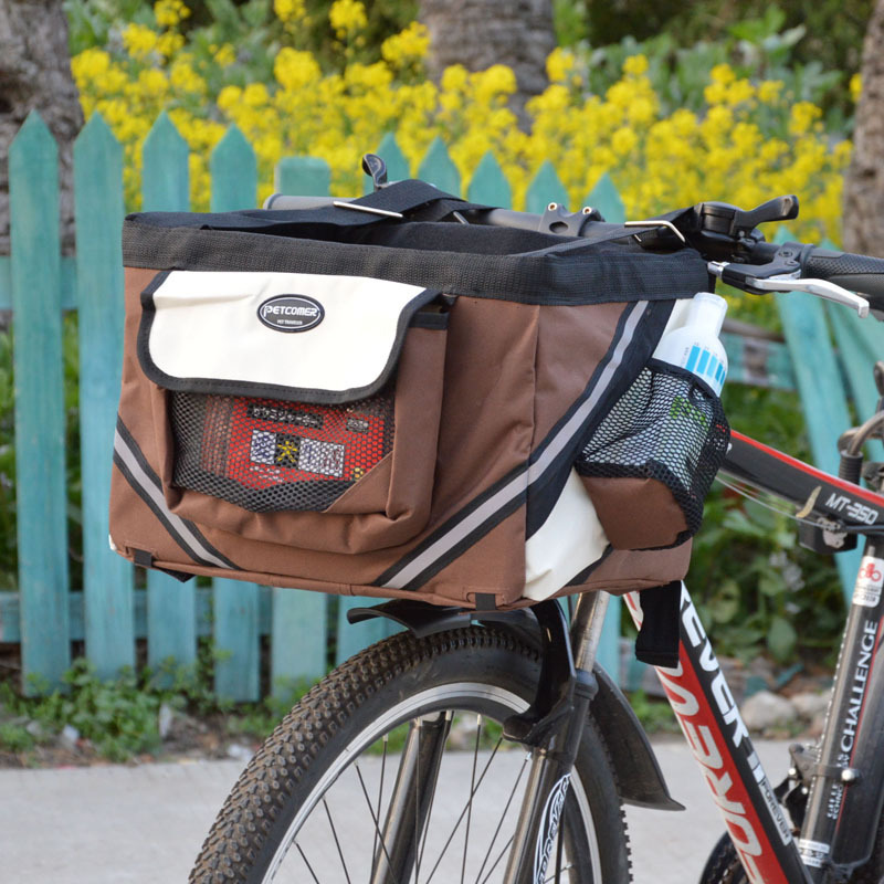 Pet Bicycle Carrier Basket - Removable Cat Dog Bike Front Bag - Image 5