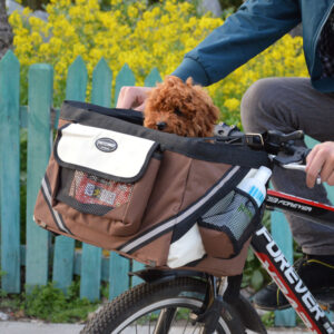 Pet Bicycle Carrier Basket - Removable Cat Dog Bike Front Bag