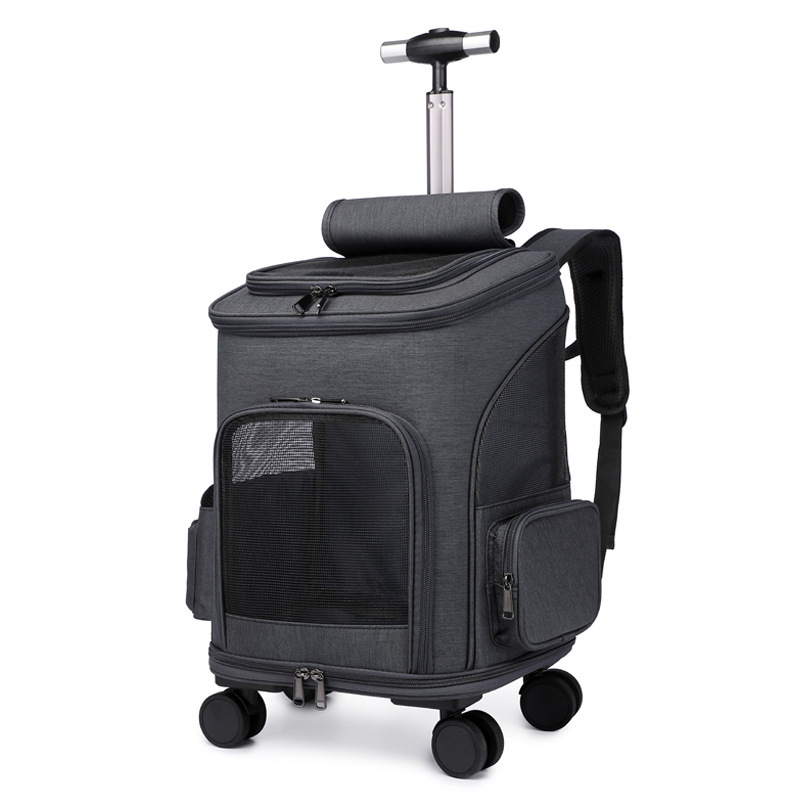 Cat Backpack Carrier with Wheels Foldable Pet Trolley - Image 6