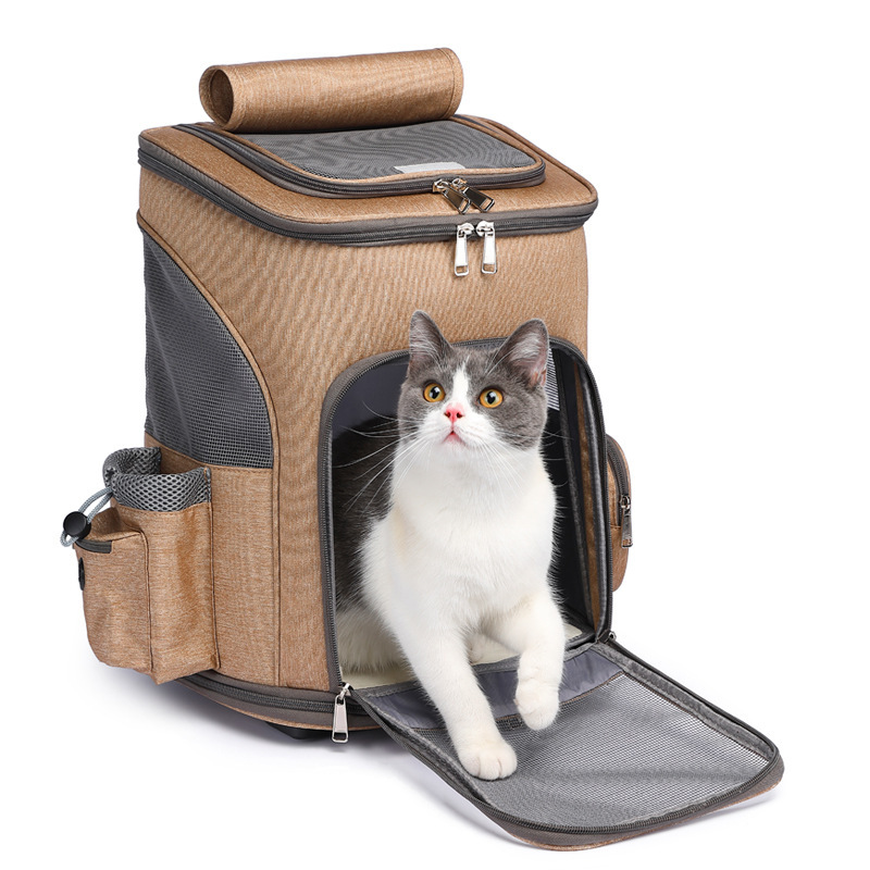 Cat Backpack Carrier with Wheels Foldable Pet Trolley - Image 3