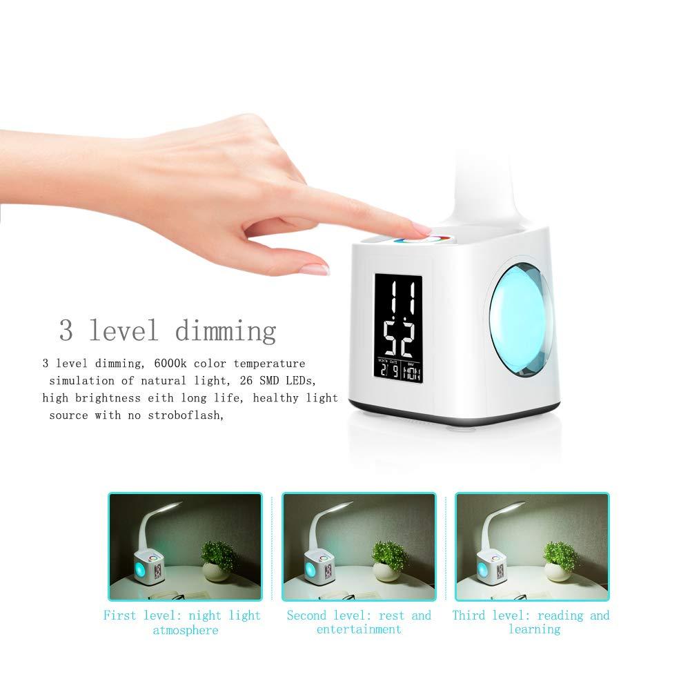 LED Desk Lamp with USB Charging, Clock & Pen Holder - Image 2