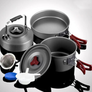Camping Cookware Set - Hard Alumina Pots & Frying Pan