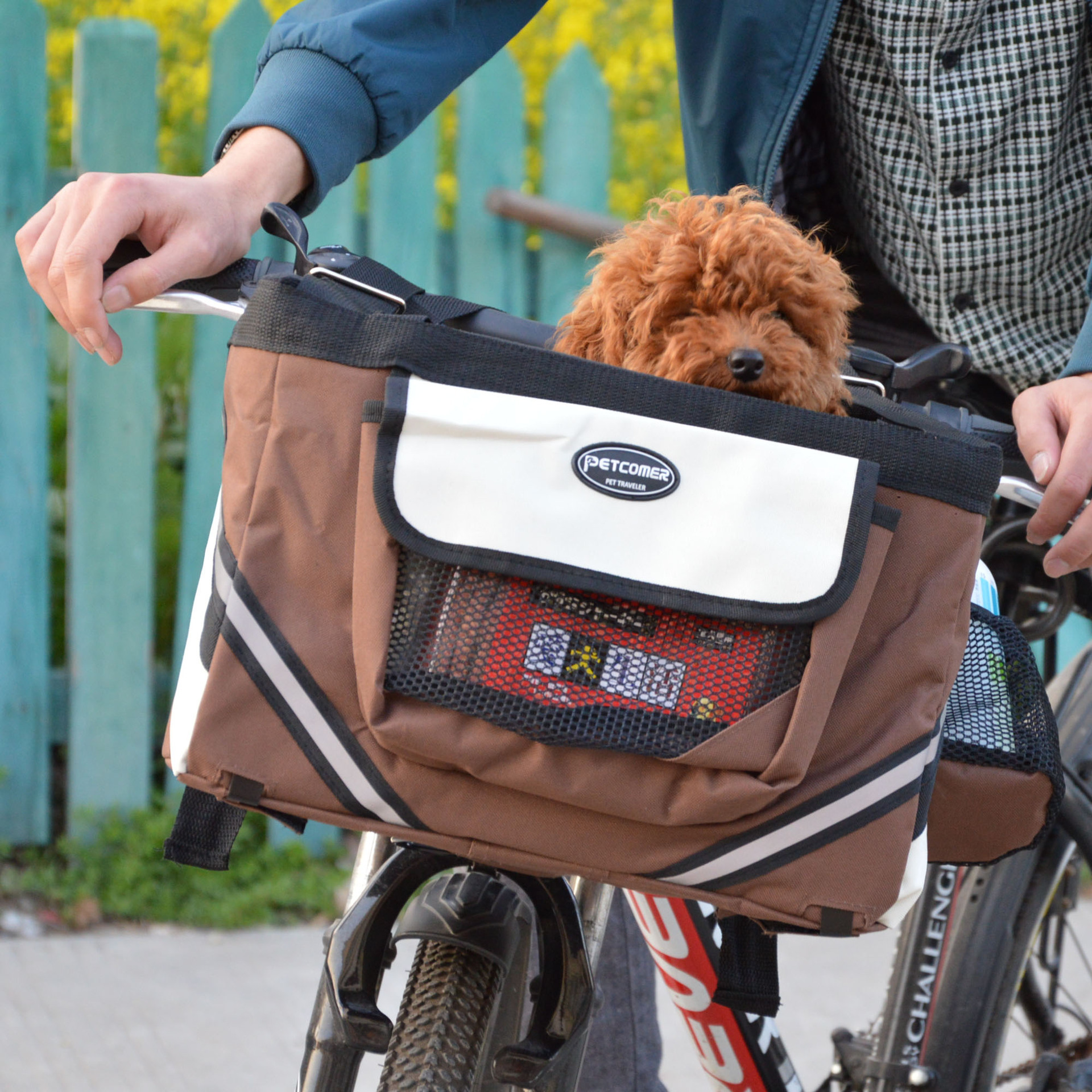 Pet Bicycle Carrier Basket - Removable Cat Dog Bike Front Bag - Image 4