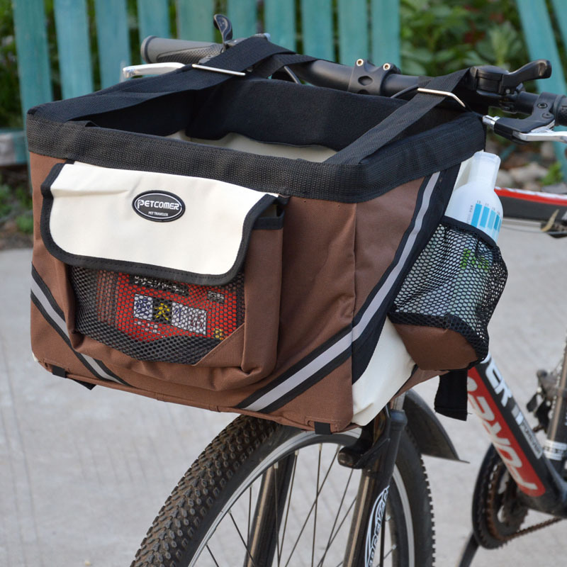Pet Bicycle Carrier Basket - Removable Cat Dog Bike Front Bag - Image 3