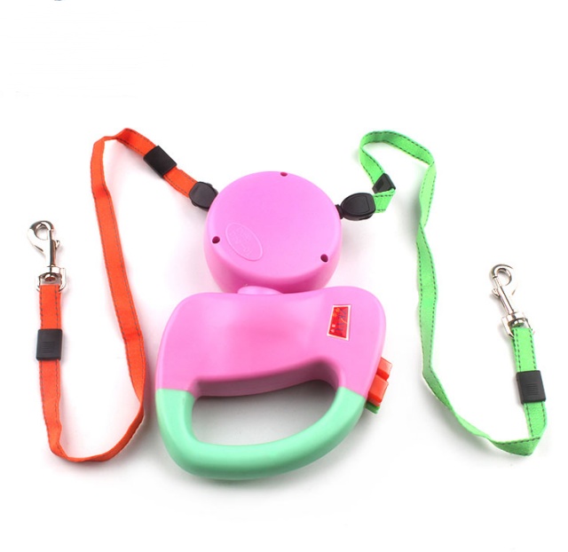 Retractable Dual Pet Dog Walking Leash - Nylon Automatic Rope - Image 2