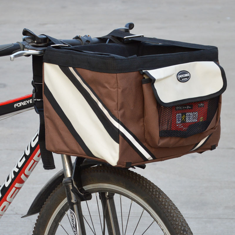 Pet Bicycle Carrier Basket - Removable Cat Dog Bike Front Bag - Image 2