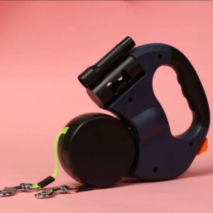 Dual Headed Pet Leash with LED Flashlight and Garbage Bag Box