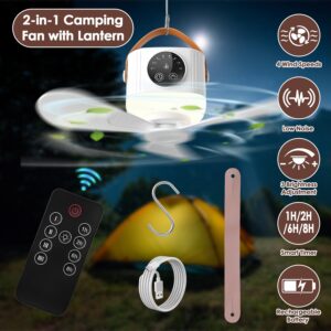 Rechargeable Tent Ceiling Fan with LED Light & Remote