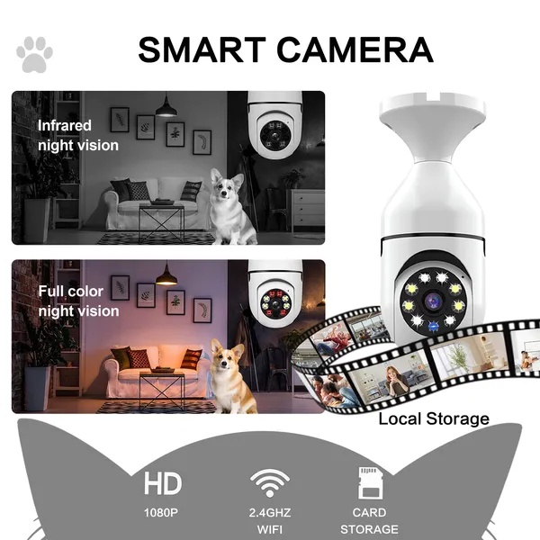 Outdoor Light Bulb Security Camera 360° WiFi 2-Pack - Image 3