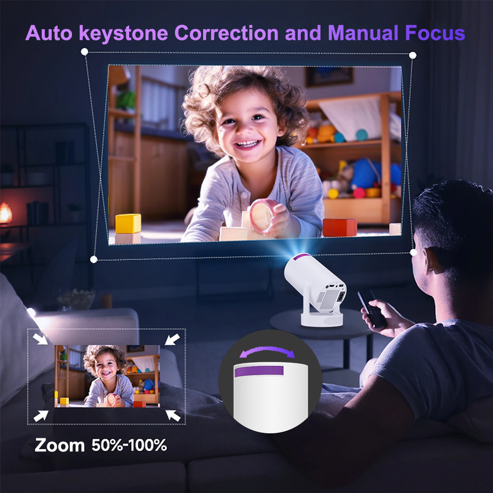 Portable Mini HD Home Projector, WXGA 1280x800, 40W Android (HY300) - Image 3