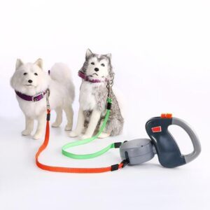 Retractable Dual Pet Dog Walking Leash - Nylon Automatic Rope