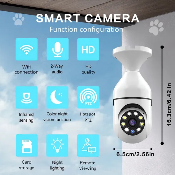 Outdoor Light Bulb Security Camera 360° WiFi 2-Pack - Image 6