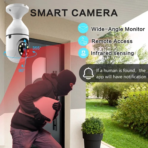 Outdoor Light Bulb Security Camera 360° WiFi 2-Pack - Image 5