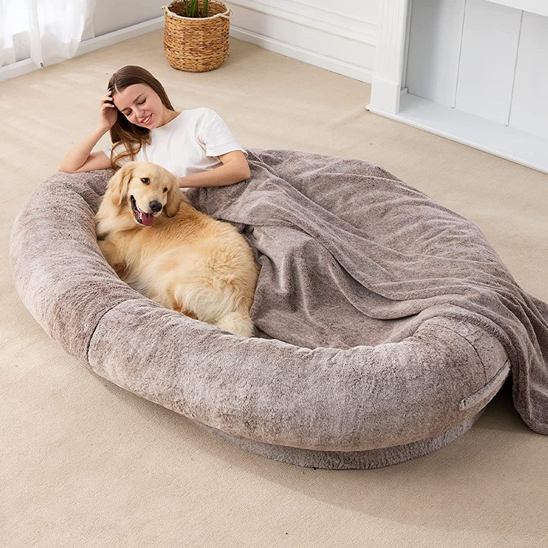 Large Human Dog Bed - Short Plush Sofa Bed for Big Dogs