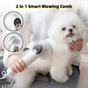 Pet Hair Dryer and Brush 2-in-1 Quiet Grooming Blower