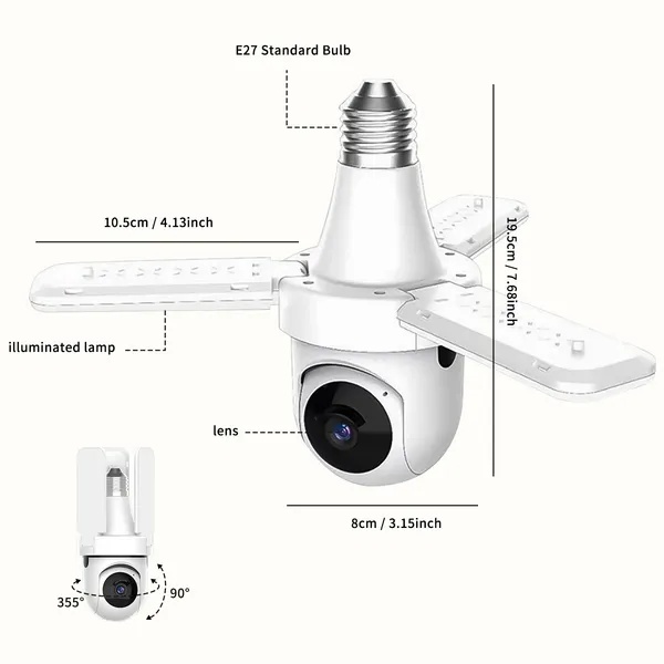 Three-Leaf LED Light Camera with Motion Tracking WiFi - Image 3